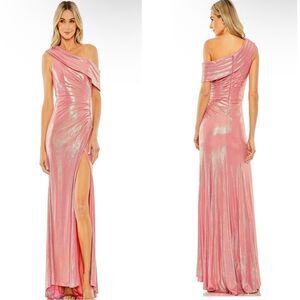 MAC DUGGAL NWT 27152 Elegant Pink Off-Shoulder Evening Shimmering Shine Gown 14